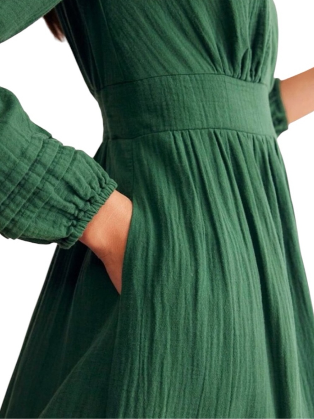 Boden Green Eve Tiered Cotton Midi Dress NWT Size 16 18 Plus Cottagecore - Picture 3 of 9